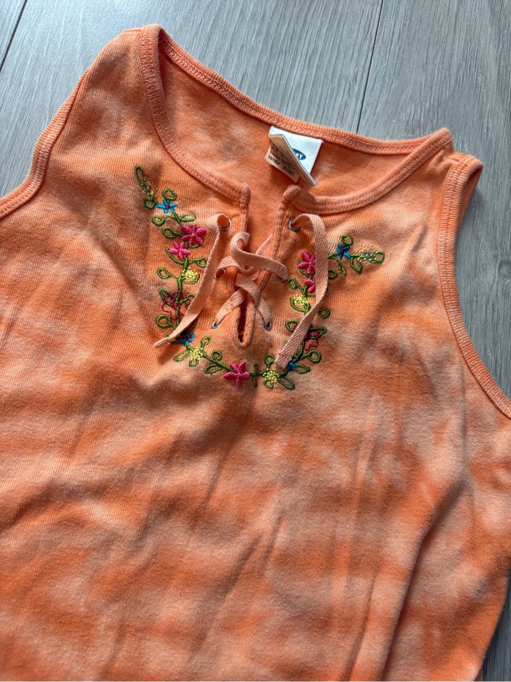 Old Navy Orange Tie-Dye Tank Dress with Embroidered Neckline - Picture 2 of 4